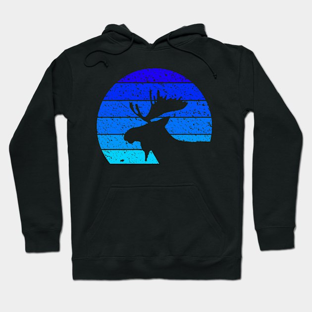 Vintage Moose Silhouette retro design Hoodie by eliteshirtsandmore